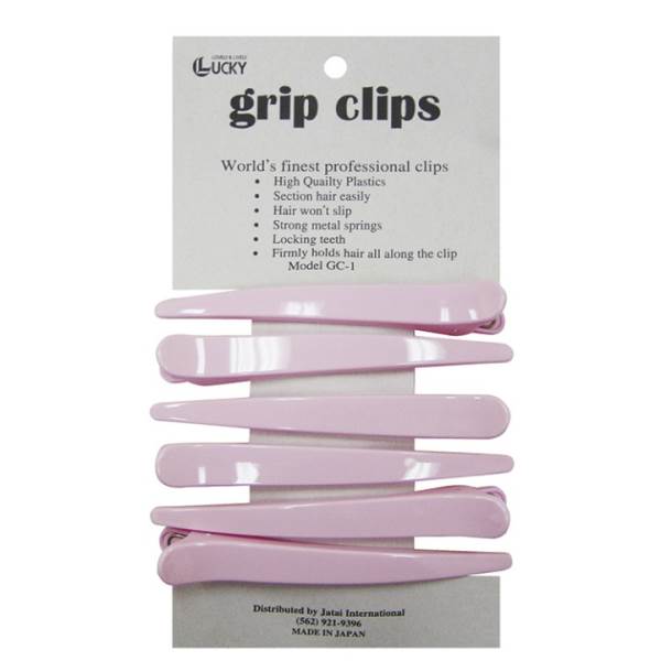 Feather Pink Grip Clips (6pk)